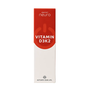 Verpackung des Suppmenents ARTZT neuro Vitamin D3K2 auf transparentem Hintergrund.