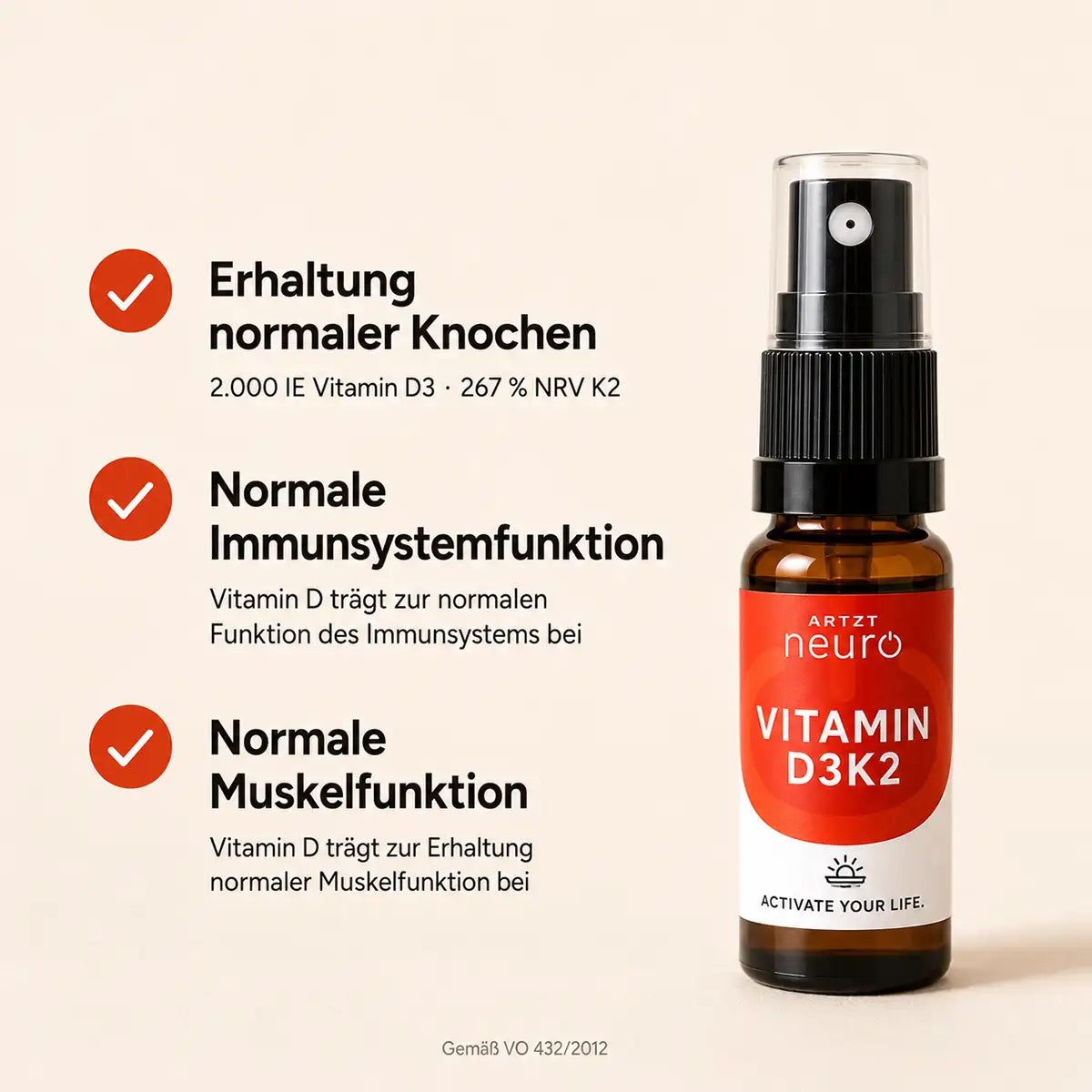 Vitamin D3K2 Spray | Für Knochen, Muskeln & Immunsystem